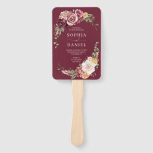 Éventail Country Boho Rose Floral Wedding Programme Ventila