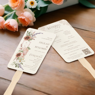 Éventail Country Western Boho Floral Wedding Day Program