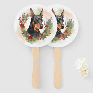Éventail Coupe festive Doberman Christmas Wreath