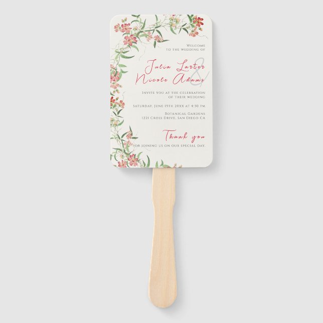 Éventail Couronne de mariage de printemps Rose Fleur Sauvag (Devant)