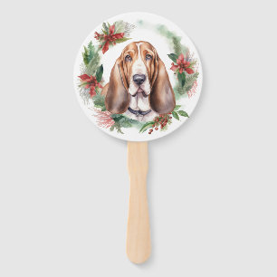Éventail Couronne de Noël Basset Hound Chien festif