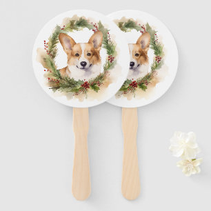 Éventail Couronne de Noël Corgi Chien de fête