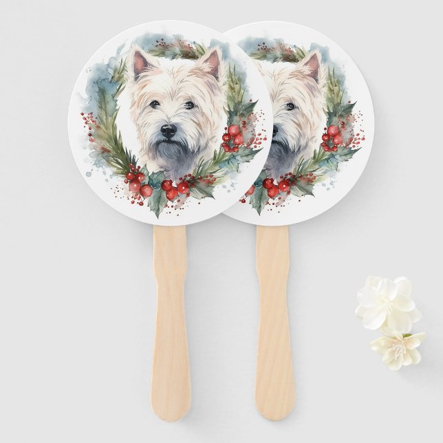 Éventail Couronne de Noël de West Highland White Terrier (Devant et derrière)