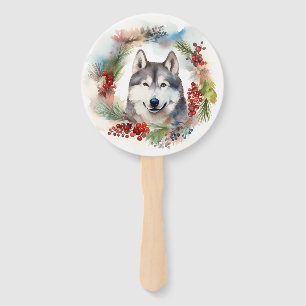 Éventail Couronne de Noël festive de malamute d'Alaska