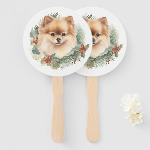 Éventail Couronne de Noël festive de Pomeranian
