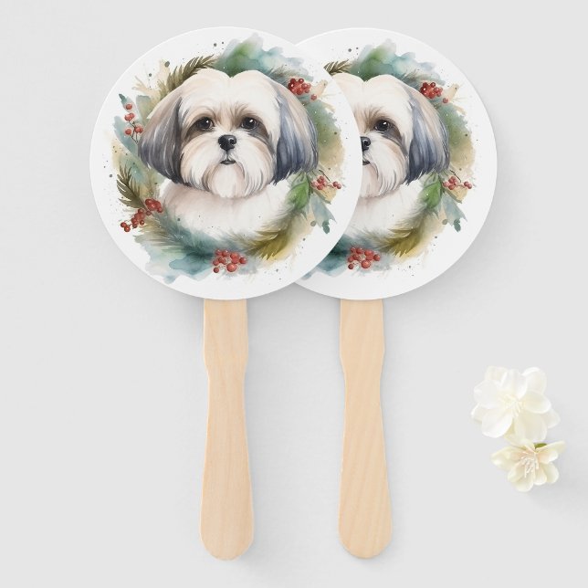 Éventail Couronne de Noël festive Malti Tzu (Devant et derrière)