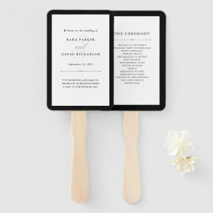 Éventail Couture élégante Mariage noir et blanc