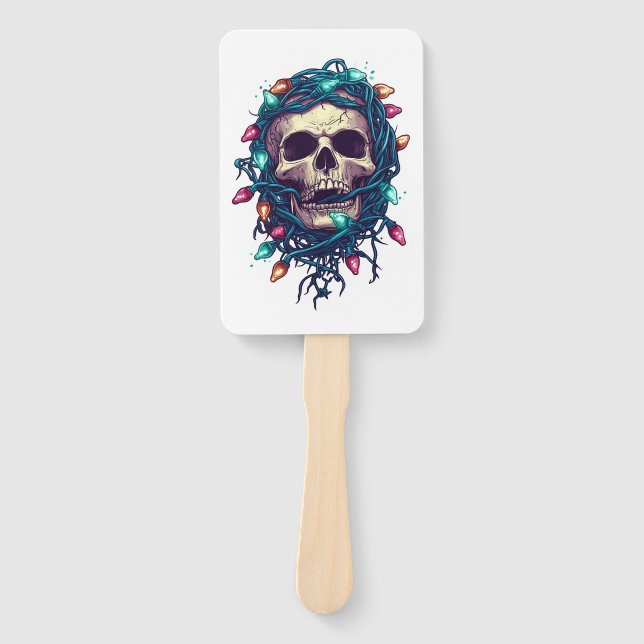 Éventail Crâne emmêlé de Skullmas - Squelette de Noël drôle (Devant)