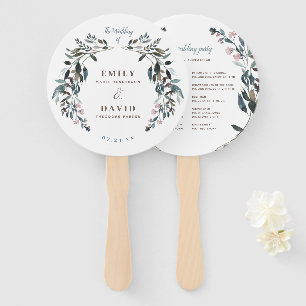 Éventail Crest jardin White Blue Wedding Party Program