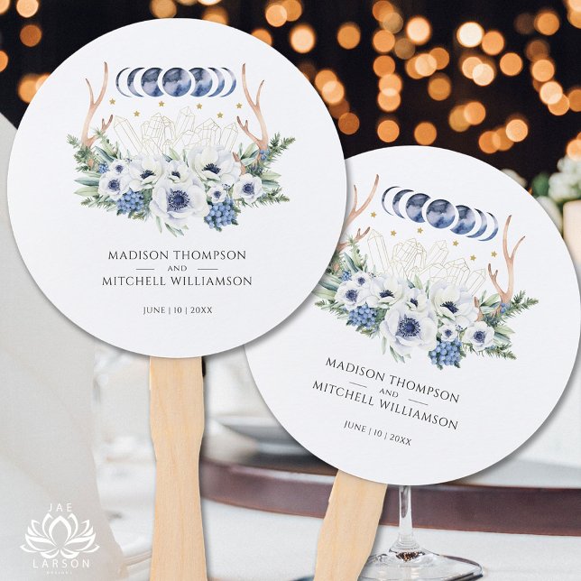Éventail Cristaux de lune Fleurs Boho Mariage métaphysique (Créateur téléchargé)