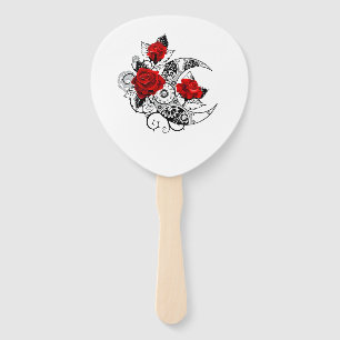 Éventail Croissant mécanique avec roses rouges