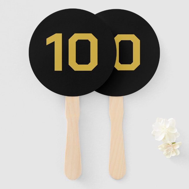 Éventail Custom Number | Black Gold Event Game Score  (Devant et derrière)