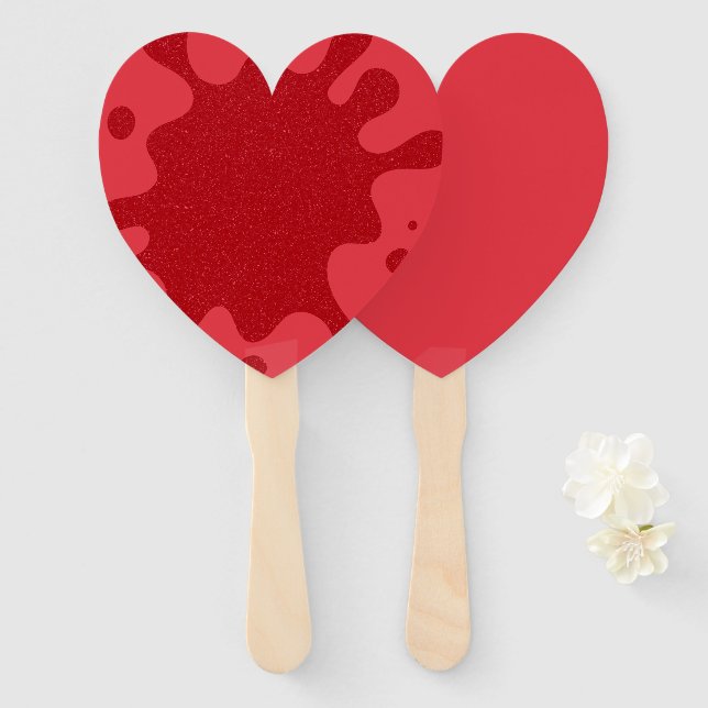 Éventail Custom Tomato Red Heart Fan – Bulk Set of 10 (Devant et derrière)