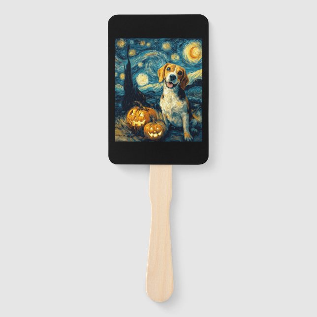Éventail Cute beagle Dog Halloween Jack O Lantern Pumpkin F (Devant)