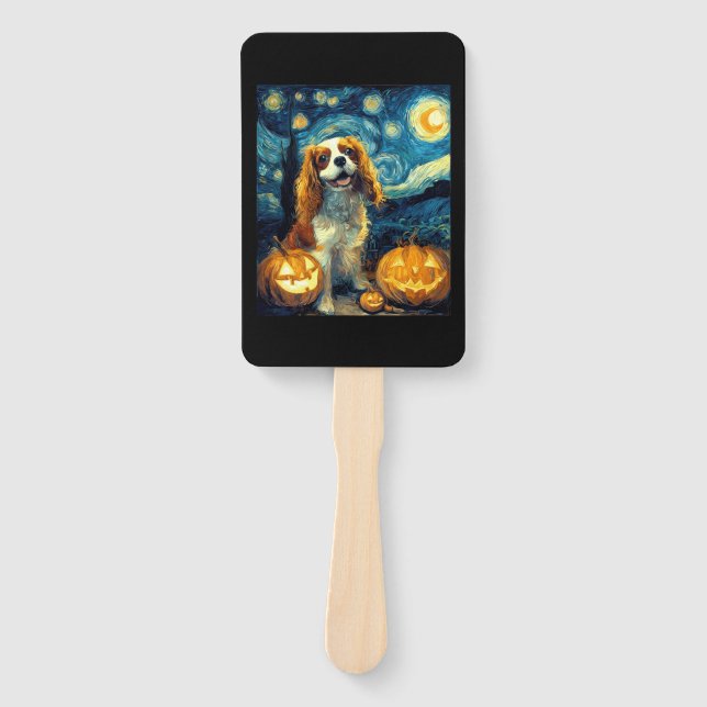 Éventail Cute Cavalier King Charles Spaniel Dog Halloween J (Devant)