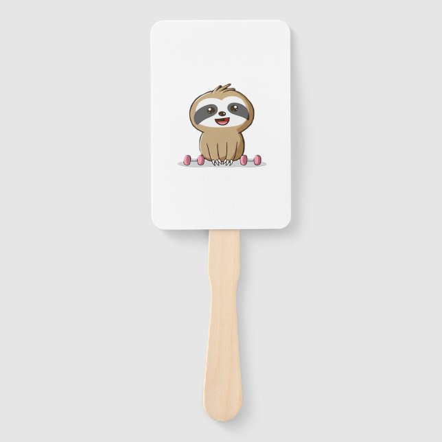Éventail Cute Chibi Sloth Exercice � Funny Kawaii Gym Anima (Devant)