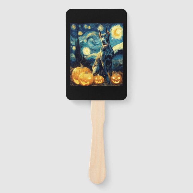 Éventail Cute Great Dane Dog Halloween Jack O Lantern Pumpk (Devant)