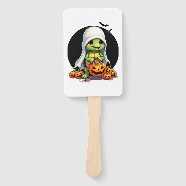 Éventail Cute Halloween Turtle Ghost avec bonbon (7) (Devant)