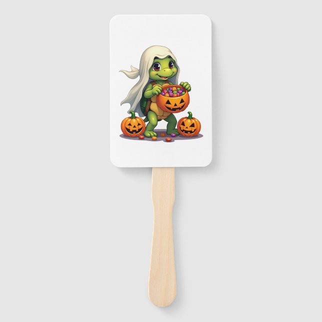 Éventail Cute Halloween Turtle Ghost avec bonbon (8) (Devant)