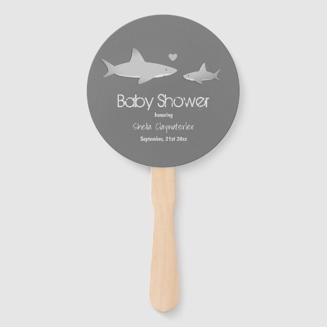 Éventail Cute Sharks Solid Grey Arrière - plan | BABY SHOWE (Devant)