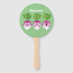 Éventail Cute turnip légumes trio chanter dessin animé