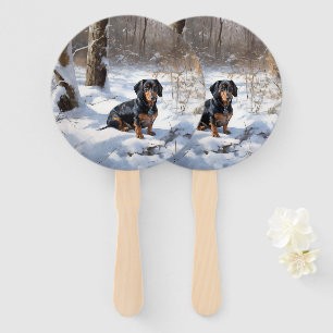 Éventail Dachshund Laissez tomber la neige Noël
