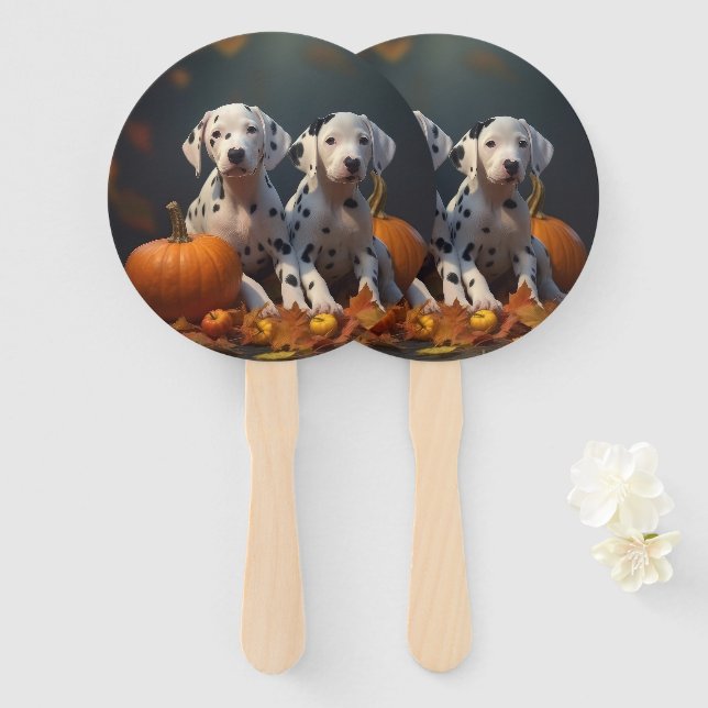 Éventail Dalmatien chiot Automne Délice Citrouille (Devant et derrière)