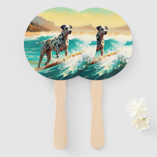 Éventail Dalmation Plage Surf Peinture (Devant et derrière)