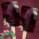 Éventail Dark   Moody Rustic Floral Wedding Program<br><div class="desc">De belles fleurs peintes sur un arrière - plan peint foncé, associées à une typographie élégante, confèrent à ce fan de programme de mariage un style foncé, maussade et romantique. L'une des parties a l'ordre de cérémonie de service et l'autre partie a les informations de la fête de mariage (ou...</div>