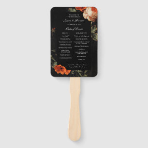 Éventail Dark Romantic Floral Rose Programme de mariage née