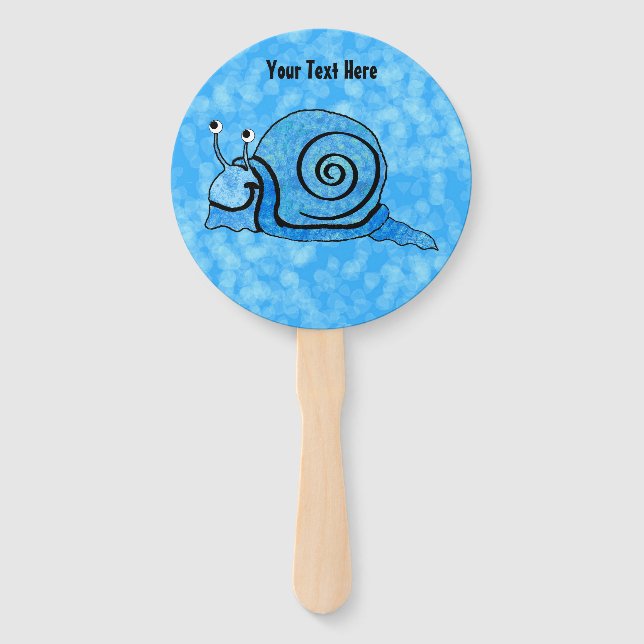 Éventail de main amusant escargot dessin animé ble (Devant)