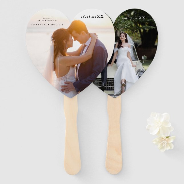 Éventail de main de bienvenue de mariage PHOTO (Devant et derrière)