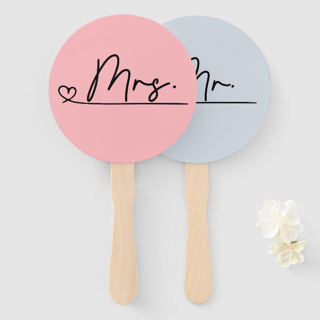 Éventail de main de jeu de mariage M. Mme Marié ou (Devant et derrière)