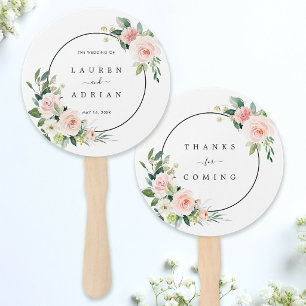 Éventail de main de mariage à fleurs rose pâle