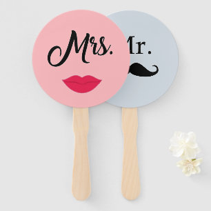 Éventail de main pour jeu de mariage Mlle Mme Mari