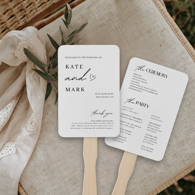 Éventail de main pour programme de mariage minimal (Créateur téléchargé)