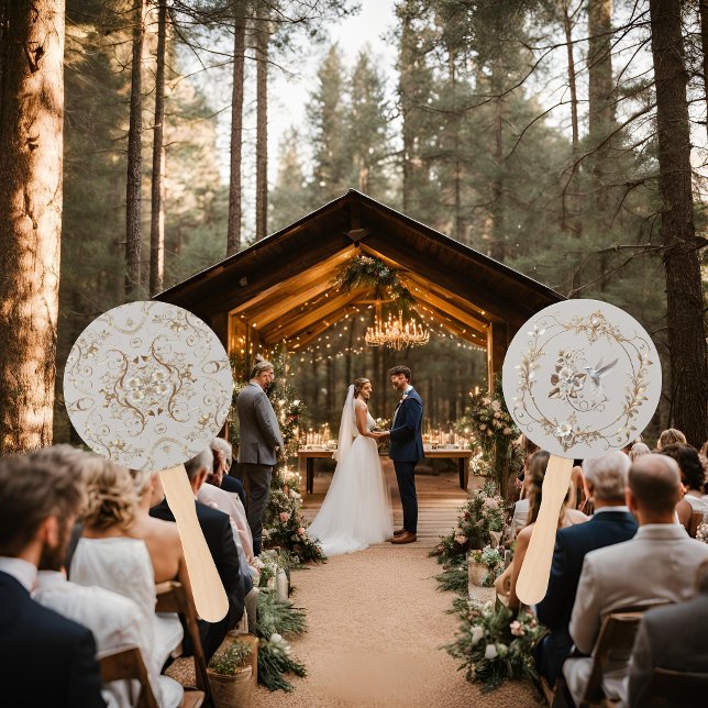 Éventail de mariage de jardin colibri blanc  (Créateur téléchargé)