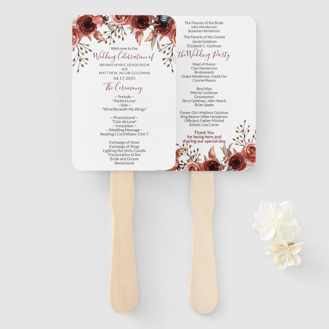 Éventail de mariage floral d'automne (Devant et derrière)