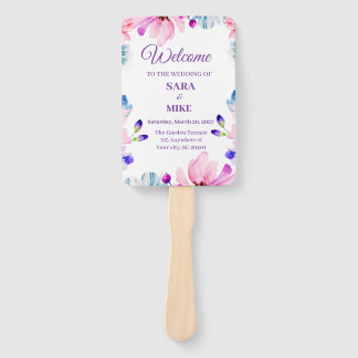Éventail de mariage personnalisé à fleurs aquarell