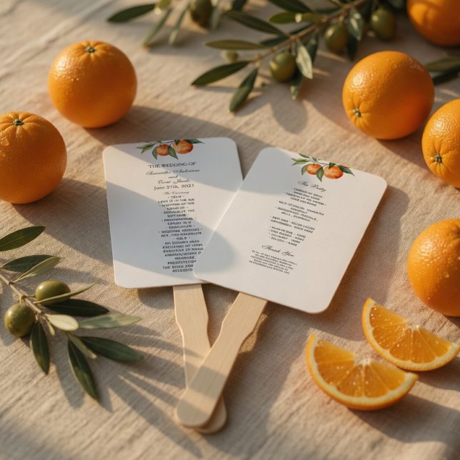 Éventail de programme de mariage Citrus | Orange m (Créateur téléchargé)