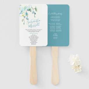 Éventail de programme de mariage floral bleu tropi
