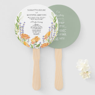 Éventail de programme de mariage floral vert sauge