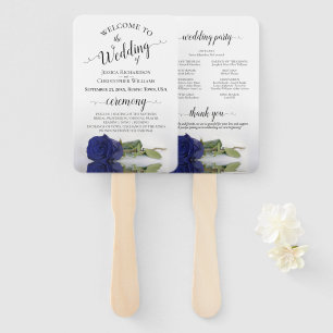 Éventail Deep Navy Blue Rose Elegant Wedding Program