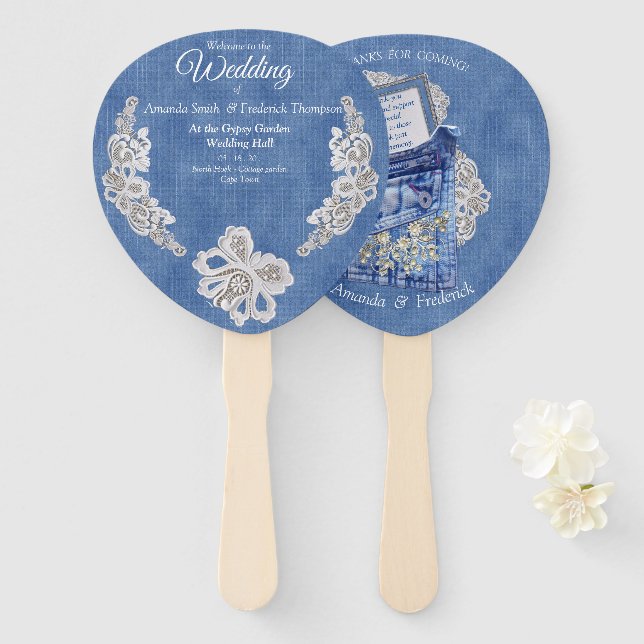 Éventail Denim Jean poches et dentelle (Devant et derrière)