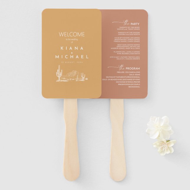 Éventail Desert Vibes Mariage Welcome Program ID1019 (Devant et derrière)