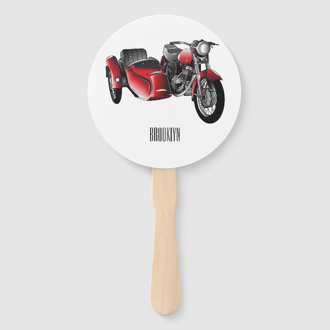 Éventail dessin animé de la moto Sidecar (Devant)