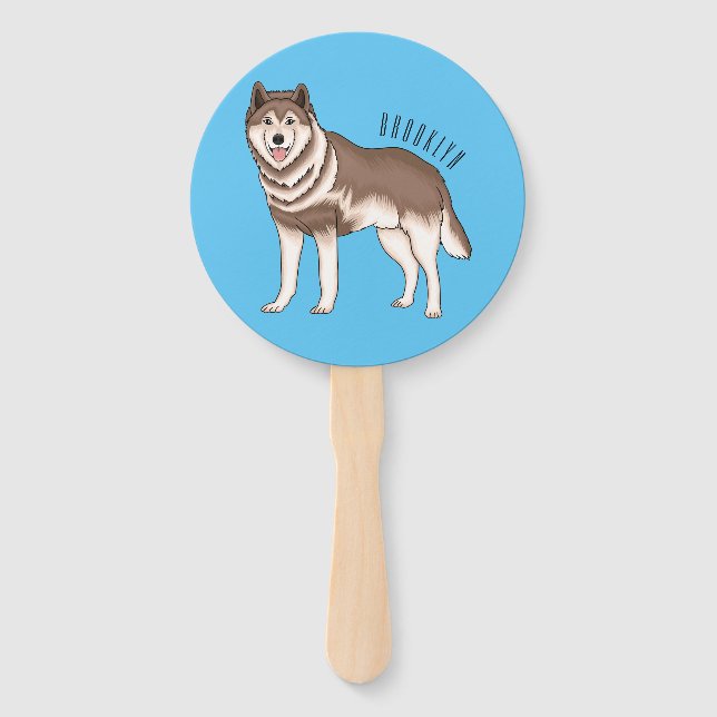 Éventail dessin humoristique sibérien husky (Devant)