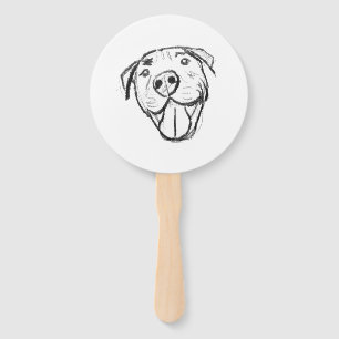 Éventail dessin pitbull simple amoureux des chiens noir bla