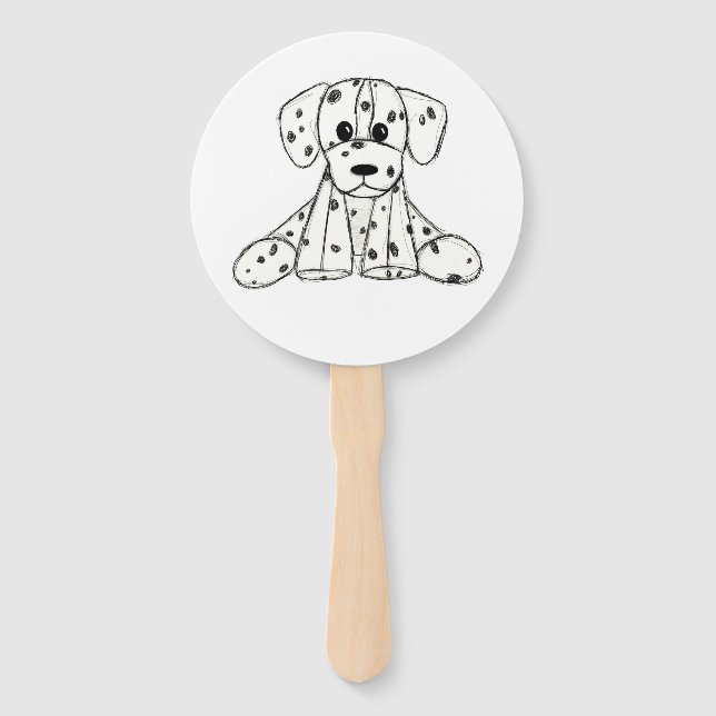 Éventail Dessin simple de contour de chien en peluche dalma (Devant)
