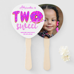 Éventail Deux beignes douces 2e anniversaire fille rose Pho